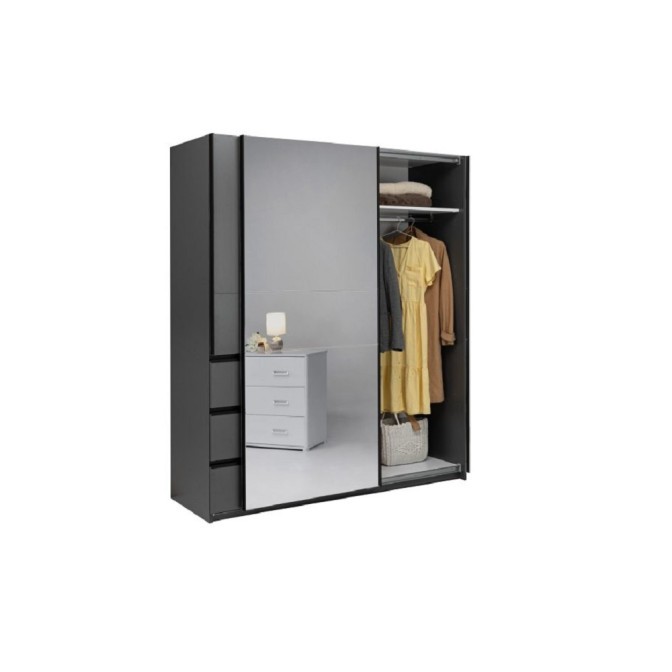 Шафа-купе 1.75м 2Дв із дзеркалом Вільма / Wilma Графіт MiroMark WL-17-GT