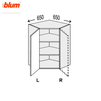 Кухонная секция Миллениум WG верхняя Угол В 45° 650х650/720 1дв Pro Blum Правая ML-493W/01R MiroMark Кухонная секция Миллениум WG верхняя Угол В 45° 650х650/720 1дв Pro Blum Правая ML-493W/01R MiroMark