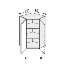 Кухонная секция Миллениум верхняя Угол В 45° 650х650/900 1дв Левая ML-591W/9003L MiroMark