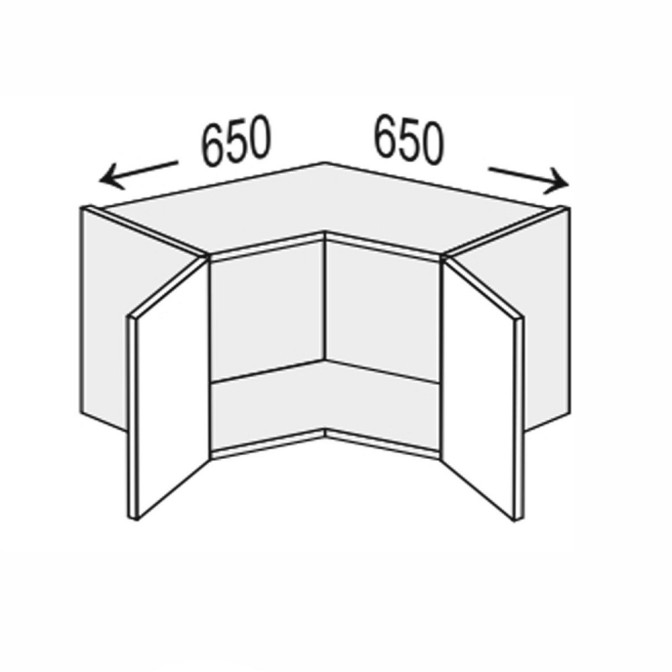 Кухонная секция Глори верхняя угол В 90° 650х650/450 2дв GL-390W/01 MiroMark