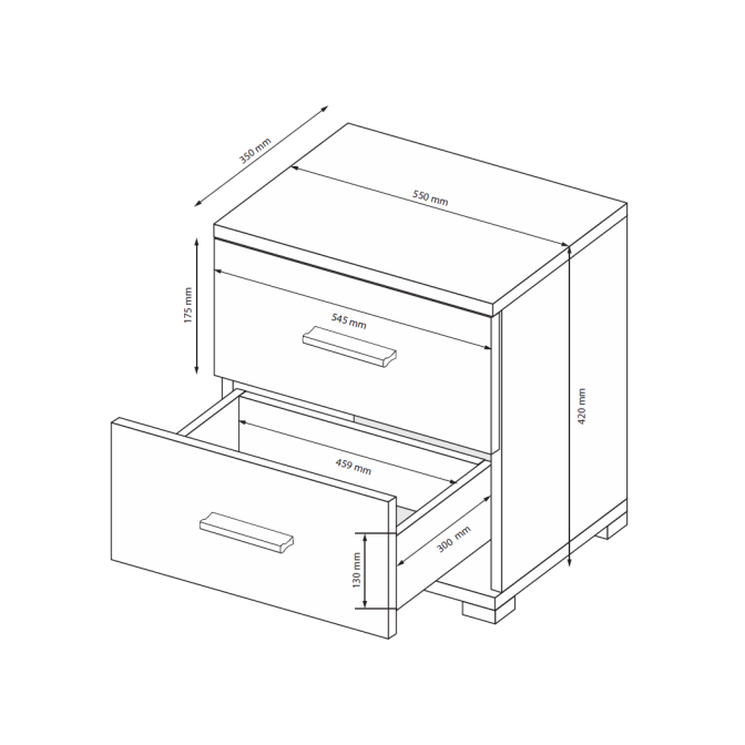 Тумба прикроватная Доминика 2Шх MiroMark купить
