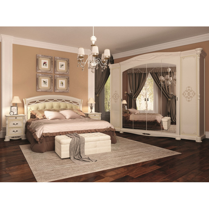 Комплект спальни Роселла 6Дв Шкаф 6Дв Кровать 1,6 Тумба 3Шх 2шт Комод 5Шх Зеркало MiroMark купить