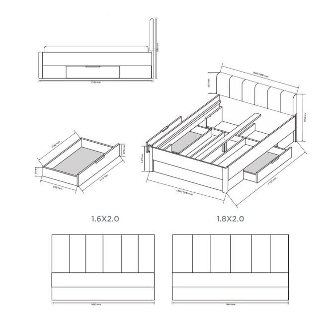 Кровать Асти с ящиками для белья MiroMark купить