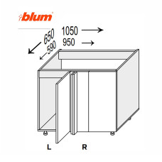 Кухонная секция Миллениум WG нижняя Угол Н 90° 1050х650/820 1дв Pro Blum Левая ML-096W/01L MiroMark