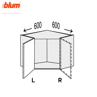 Кухонна секція Міленіум верхня Кут 45° 600х600/450 1дв Pro Blum Ліва ML-393W/9003L MiroMark