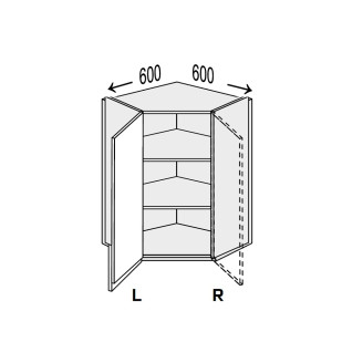 Кухонная секция Миллениум WG верхняя Угол В 45° 600х600/720 1дв Правая ML-495W/01R MiroMark Кухонная секция Миллениум WG верхняя Угол В 45° 600х600/720 1дв Правая ML-495W/01R MiroMark