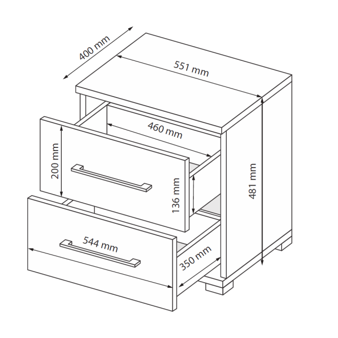 Тумба прикроватная 2Ящ Фемели Джуниор / Family Junior Глянец Белый MiroMark FM-152-WB