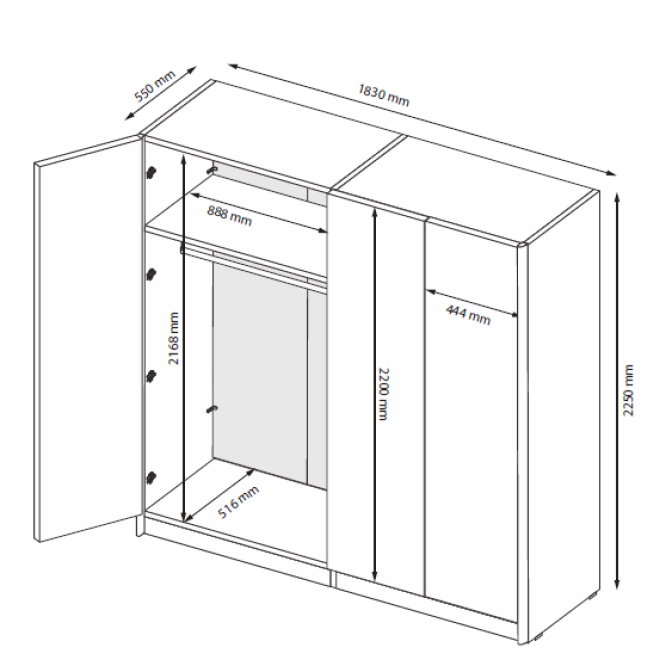 Шкаф Белладжио 4Дв без зеркал MiroMark купить