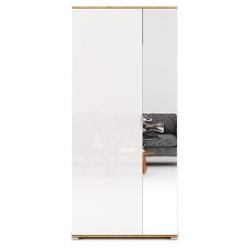 Шкаф 2Дв с зеркалом Асти / Asti Глянец Белый - Дуб Крафт MiroMark AS-113-WB