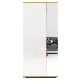 Шкаф 2Дв с зеркалом Асти / Asti Глянец Белый - Дуб Крафт MiroMark AS-113-WB