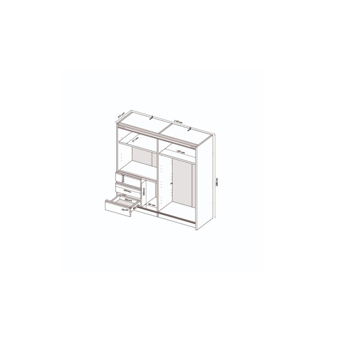 Шафа-купе 2,15х2,1м 2Дв із дзеркалом Тедді / Teddy Дуб Артизан MiroMark TD-26-OA