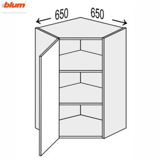Кухонная секция Мери верхняя Угол В 45° 650х650/900 1дв Pro Blum MR-593W/9003gl MiroMark Кухонная секция Мери верхняя Угол В 45° 650х650/900 1дв Pro Blum MR-593W/9003gl MiroMark