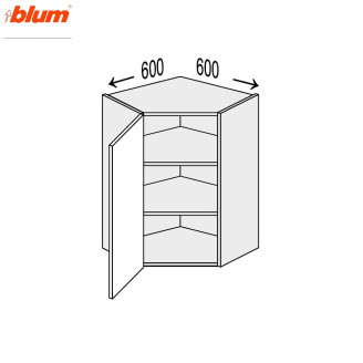 Кухонна секція Мері верхня Кут 45° 600х600/900 1дв Pro Blum MR-596W/9003gl MiroMark
