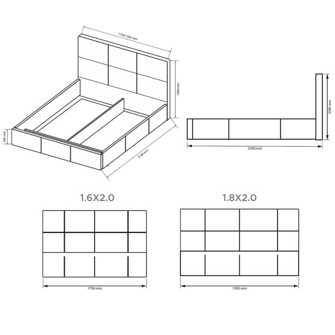 Кровать 1,8x2,0 Лилу / Lily Серый MiroMark LY-38-GC