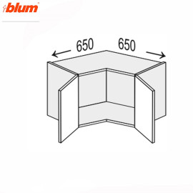 Кухонная секция Миллениум верхняя Угол В 90° 650х650/450 2дв Pro Blum ML-391W/9003 MiroMark