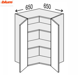 Кухонная секция Винтаж верхняя Угол В 90° 650х650/720 2дв Pro Blum VN-494W/9003 MiroMark