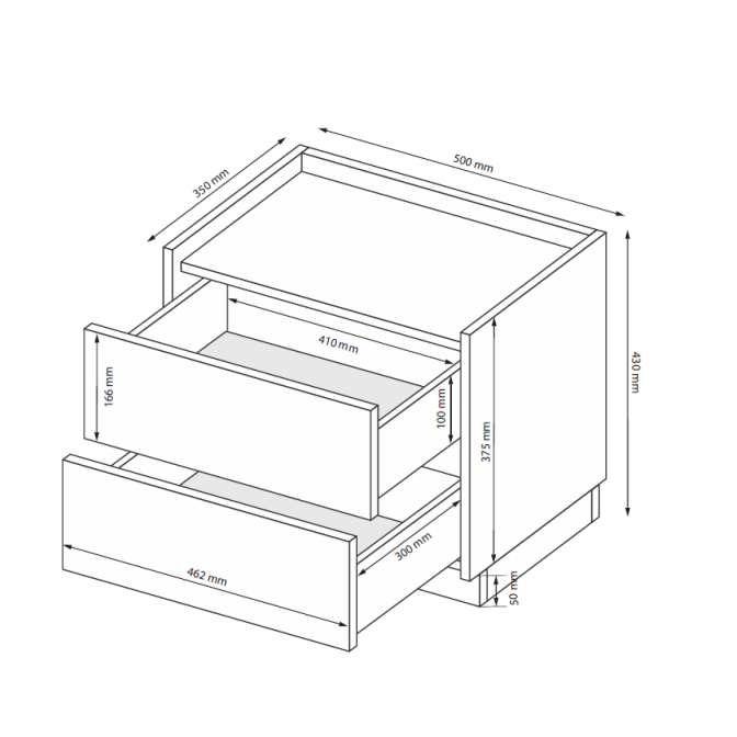 Тумба прикроватная Тео 2Шх MiroMark купить