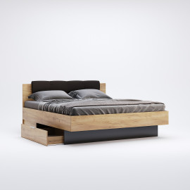 Ліжко з ящиками для білизни без каркаса 180*200 Місяць / Luna Дуб Крафт – Мат Лава MiroMark LN-38-LV