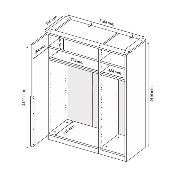 Шкаф 3Дв Бартон / Barton Супер Мат Белый MiroMark BT-23-WM