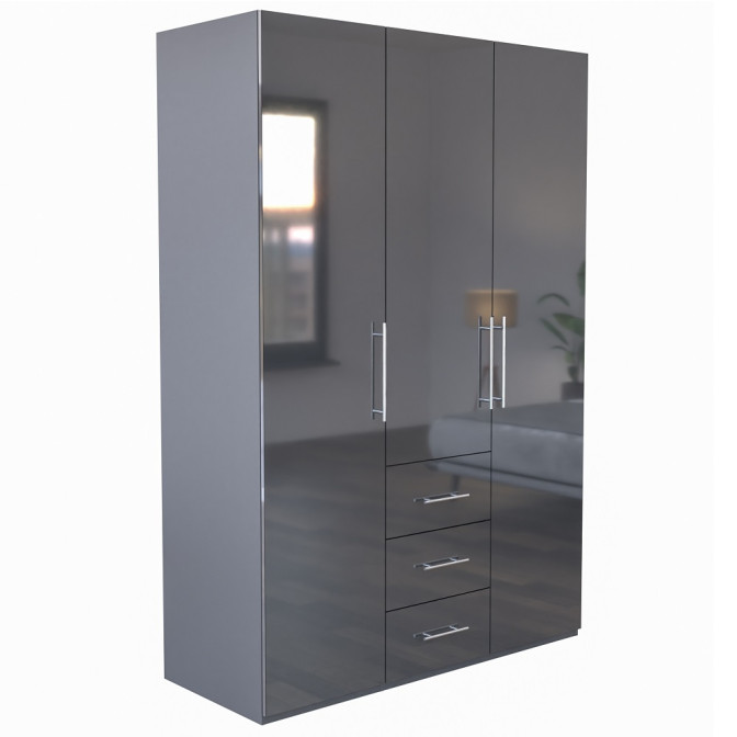 Шафа 3Дв 3Ящ Магнум / Magnum Глянець Антрацит MG-13-AN