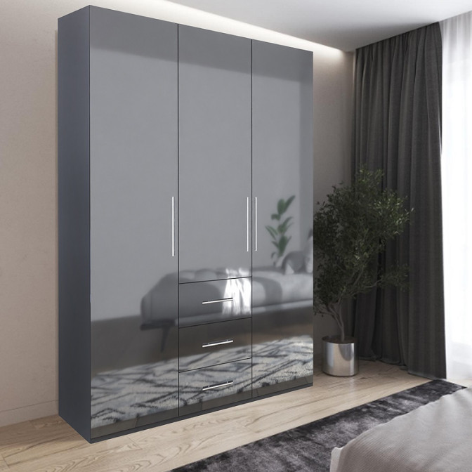 Шафа 3Дв 3Ящ Магнум / Magnum Глянець Антрацит MG-13-AN