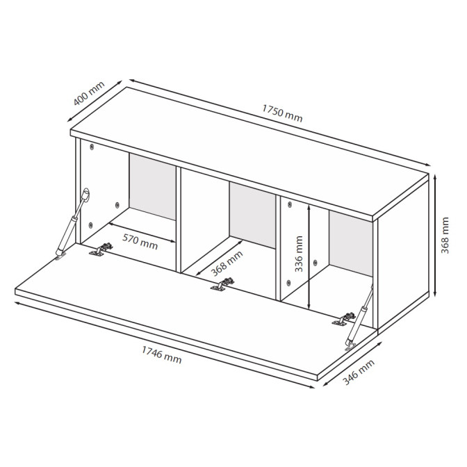 Секція BOX COLOR-TV 1,75 / Глянець Шиншилла Сіра MiroMark BX-44-GG