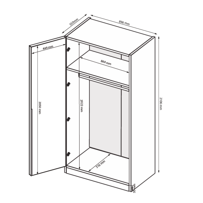 Шкаф 2Дв Дони / Doni Графит MiroMark DN-22-GT