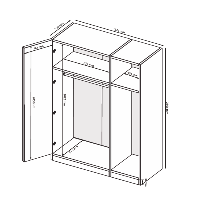 Шкаф 3Дв Дони / Doni Графит MiroMark DN-23-GT