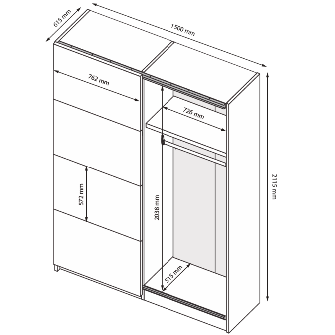 Шкаф-купе Фемели Зеркало Глянец Белый MiroMark купить