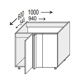 Кухонная секция Лео нижняя Угол Н 90° 1000х600/820 1дв LE-098W/06 MiroMark