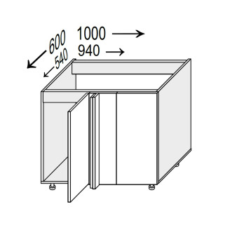 Кухонна секція Лео нижня Кут Н 90° 1000х600/820 1дв LE-098W/06 MiroMark