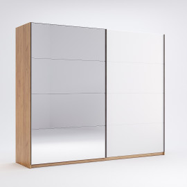 Шкаф-купе с зеркалом 2,5*2,1 Асти / Asti Глянец Белый - Дуб Крафт MiroMark AS-18-WB