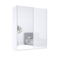 Шафа-купе 1,5х2,4 із дзеркалом Фемелі / Family Глянець Білий MiroMark FM-84-WB