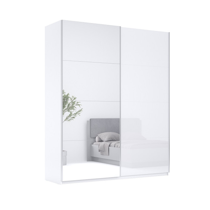 Шафа-купе 1,5х2,4 із дзеркалом Фемелі / Family Глянець Білий MiroMark FM-84-WB