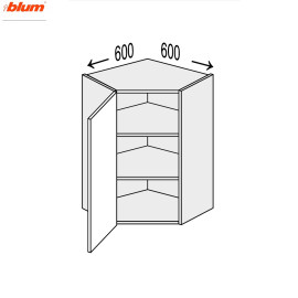 Кухонная секция Винтаж верхняя Угол В 45° 600х600/900 1дв Pro Blum VN-596W/9003 MiroMark