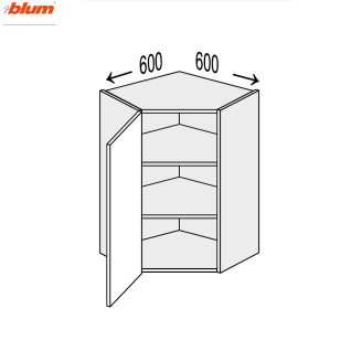 Кухонная секция Винтаж верхняя Угол В 45° 600х600/900 1дв Pro Blum VN-596W/9003 MiroMark