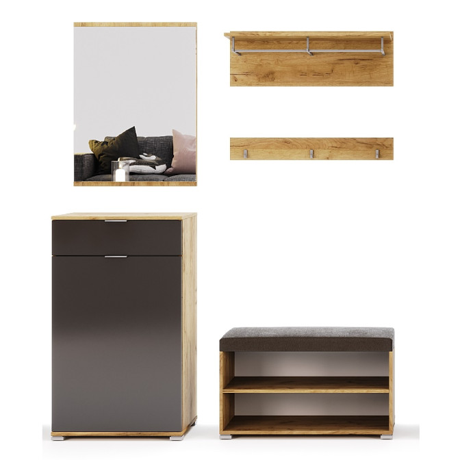 Модульная прихожая Луна / Luna Дуб Крафт – Мат Лава MiroMark