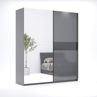 Шкаф-купе с зеркалом 1,5х2,1Тео / Teo Мат Антрацит-Мат Графит MiroMark TO-15-AG