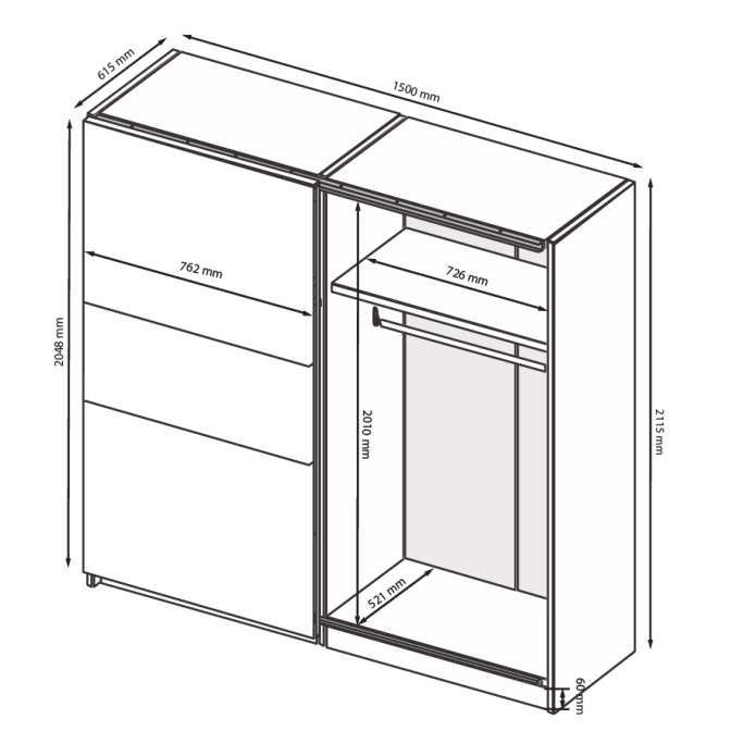 Шкаф-купе Тео с зеркалом MiroMark купить