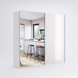 Шафа-купе з дзеркалом 2,0x2,1 Віва / Viva Глянець Білий MiroMark VV-21-WB