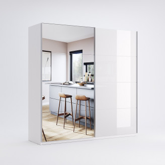 Шкаф-купе с зеркалом 2,0x2,1 Вива / Viva Глянец Белый MiroMark VV-21-WB