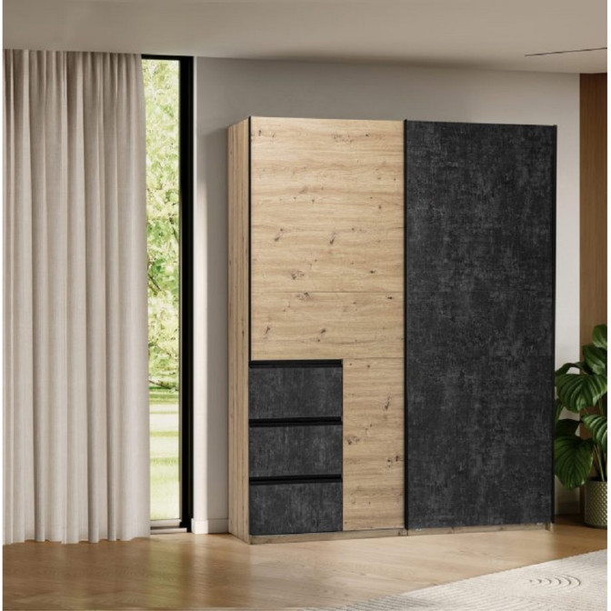 Шафа-купе 1.75м 2Дв Вільма / Wilma Бетон Темний - Дуб Артизан MiroMark WL-18-CD