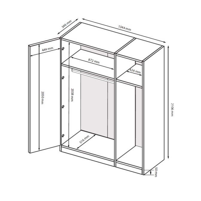 Шкаф 3Дв с зеркалом Лори / Lory Глянец Кашемир MiroMark LR-13-GC