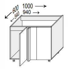 Кухонная секция Валенсия нижняя Угол Н 90° 1000х600/820 1дв VL-098W/9003 MiroMark