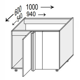 Кухонная секция Валенсия нижняя Угол Н 90° 1000х600/820 1дв VL-098W/9003 MiroMark