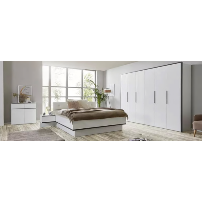 Комплект у спальню 6Дв Лука / Lucca Глянець Білий - Мат Антрацит MiroMark