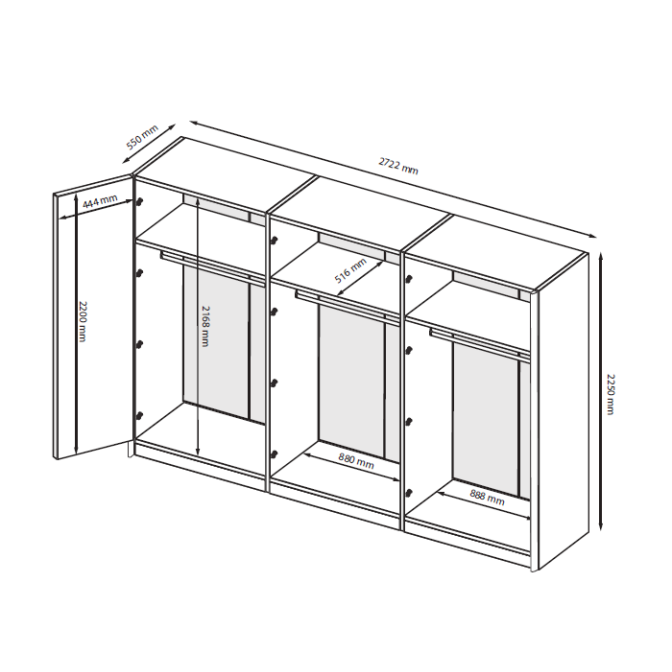 Комплект спальні Белладжіо 6Дв Шафа 6Дв Ліжко 1,6 БК Тумба 2Шх 2шт Комод 4Шх Дзеркало MiroMark купити