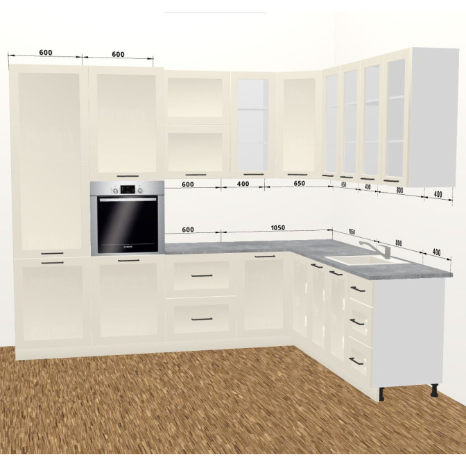 Кухня Винтаж 3,8 м В 900 Витрина Pro MiroMark