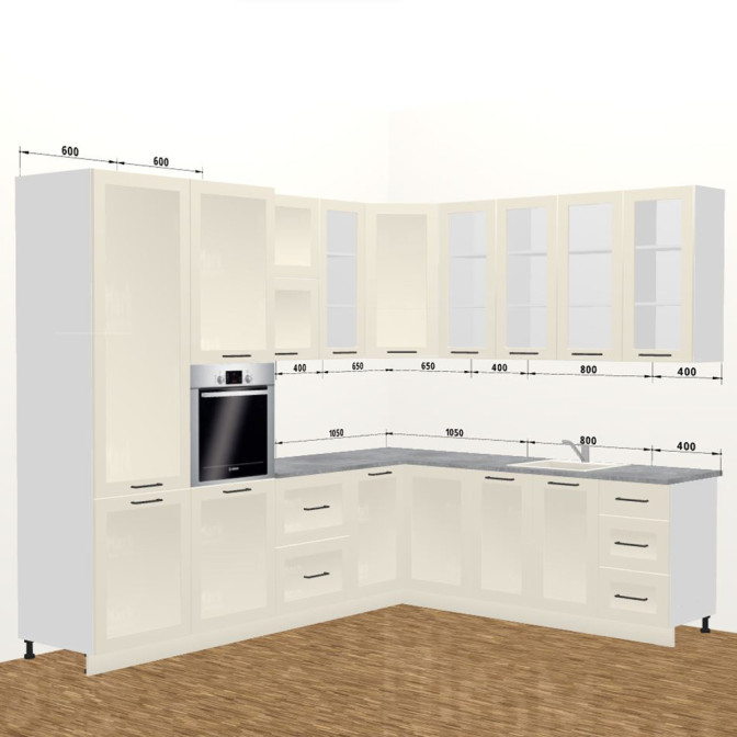 Кухня Винтаж 3,8 м В 900 Витрина Pro MiroMark