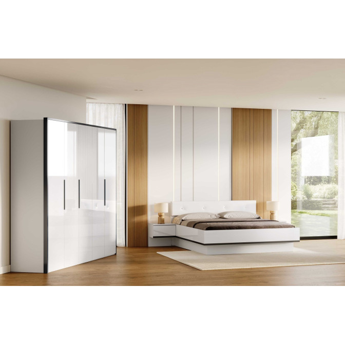 Модульная спальня Лука / Lucca Глянец Белый - Мат Антрацит MiroMark